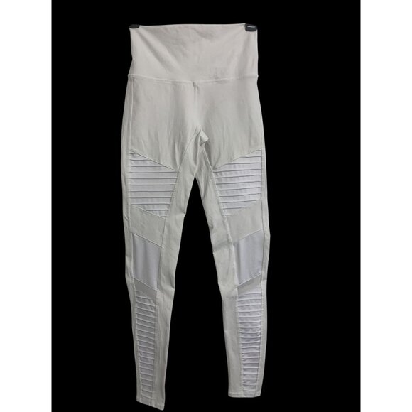ALO Yoga Pants - Alo Yoga High Waisted White Mesh Moto Leggings Size S Active
